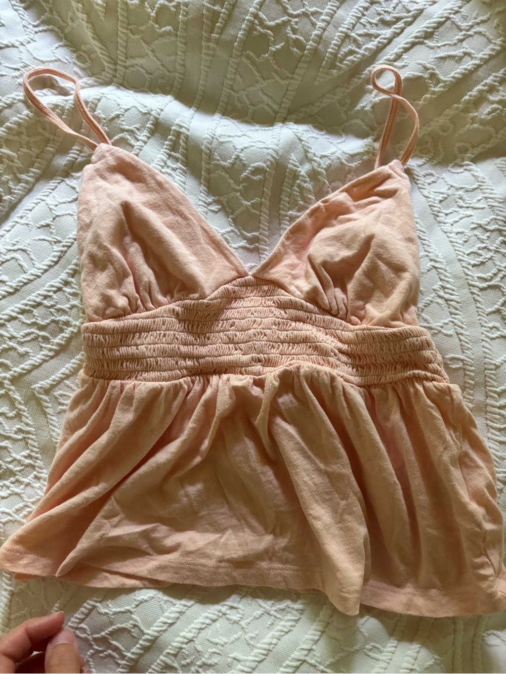 American Eagle Outfitters Peach Smocked Waist Cami